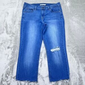 Levi's 518 Straight Leg Crop Jeans Women's Sz 29 Fits 30" Distressed Frayed Hem